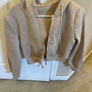 Cropped  tan zip up hoodie